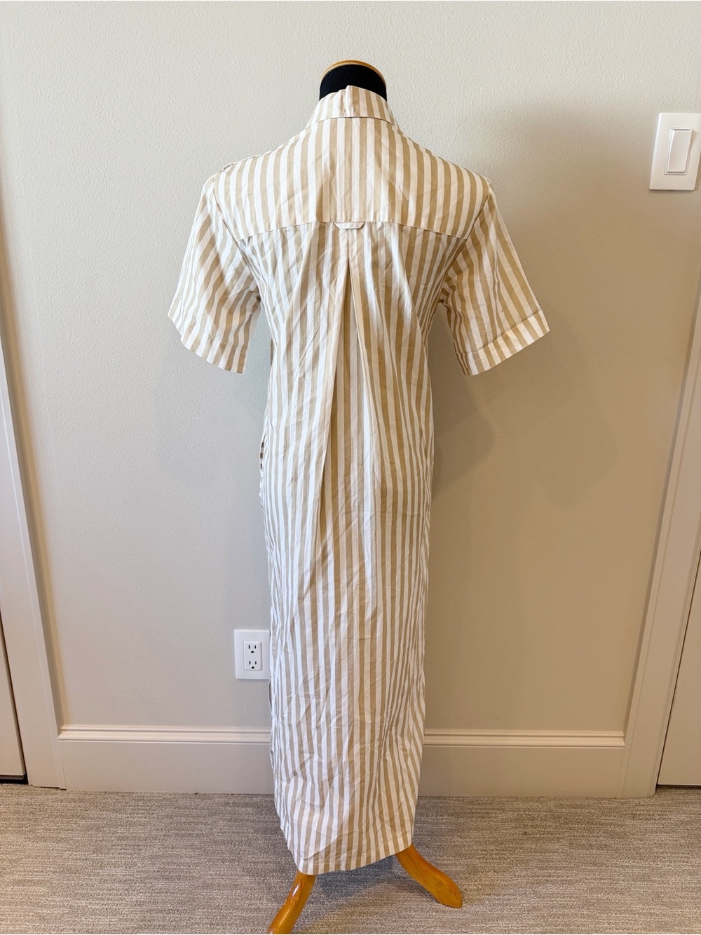 Lady Captain Sand Striped Military Midi Shirt Dress - Picture 3 of 11